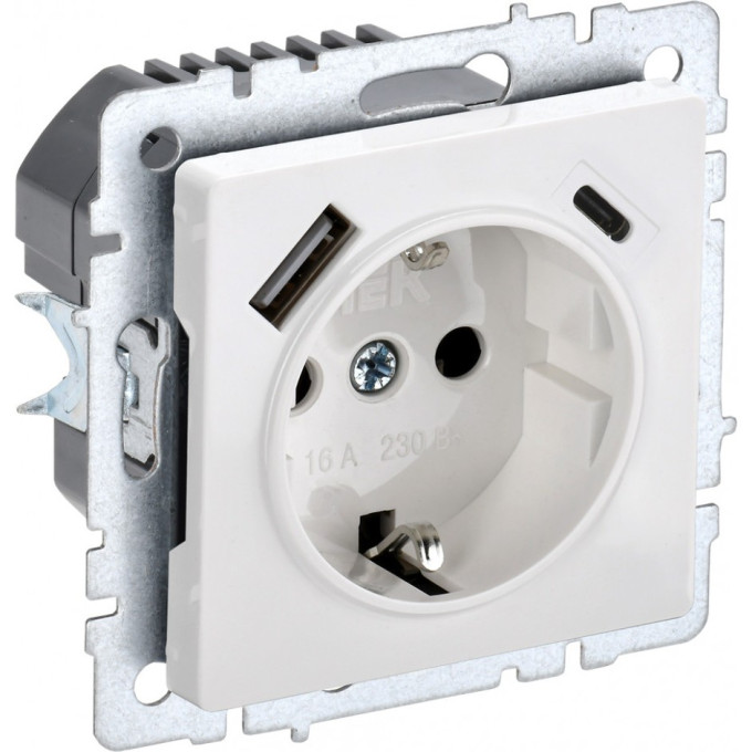 Розетка IEK BRITE РЮш11-1-БрБ 16А с USB A+C 18Вт BR-R14-16-U22-018-K01